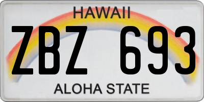 HI license plate ZBZ693