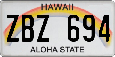 HI license plate ZBZ694