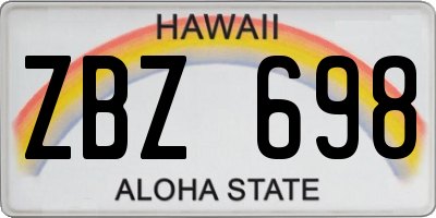 HI license plate ZBZ698