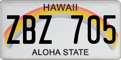 HI license plate ZBZ705