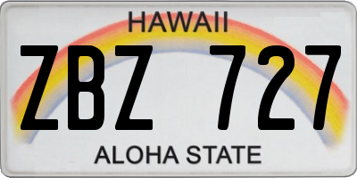 HI license plate ZBZ727