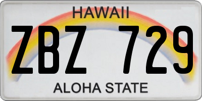 HI license plate ZBZ729