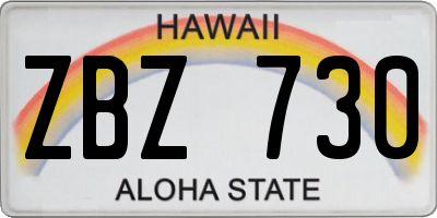 HI license plate ZBZ730