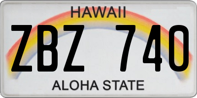 HI license plate ZBZ740