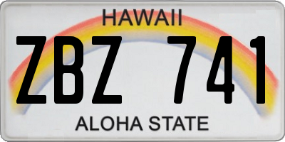 HI license plate ZBZ741