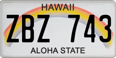 HI license plate ZBZ743