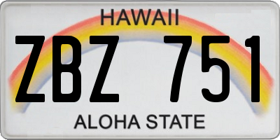 HI license plate ZBZ751
