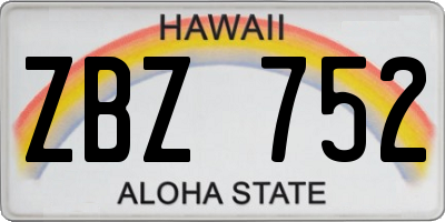 HI license plate ZBZ752