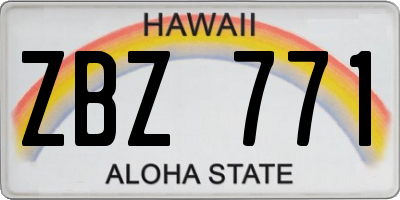 HI license plate ZBZ771