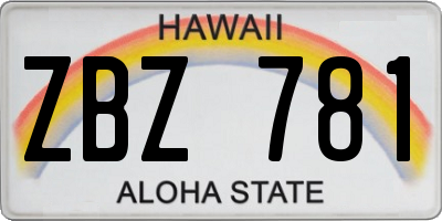 HI license plate ZBZ781