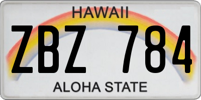HI license plate ZBZ784