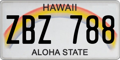 HI license plate ZBZ788