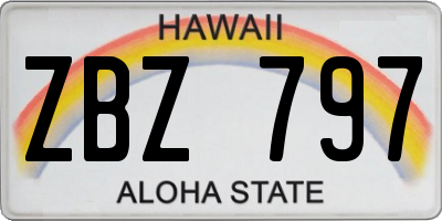 HI license plate ZBZ797