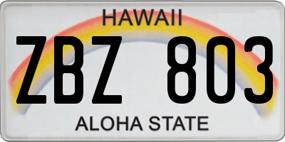 HI license plate ZBZ803