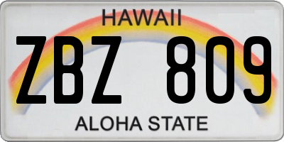 HI license plate ZBZ809