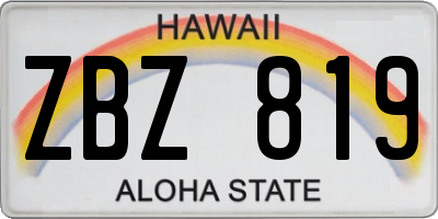 HI license plate ZBZ819