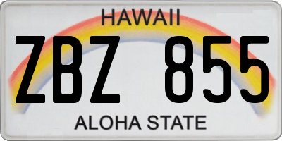 HI license plate ZBZ855