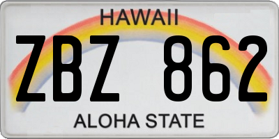 HI license plate ZBZ862