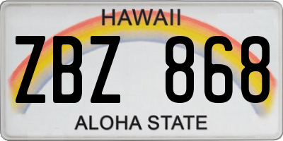 HI license plate ZBZ868
