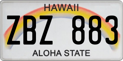 HI license plate ZBZ883