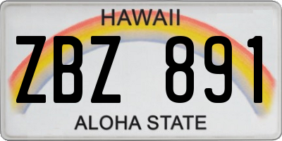 HI license plate ZBZ891