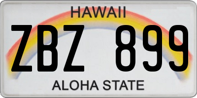 HI license plate ZBZ899