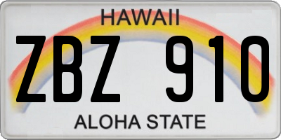 HI license plate ZBZ910