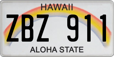 HI license plate ZBZ911