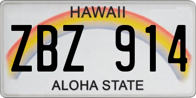HI license plate ZBZ914