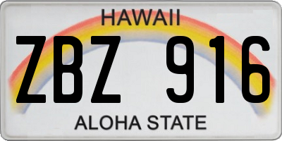 HI license plate ZBZ916