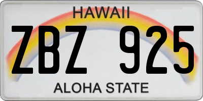 HI license plate ZBZ925