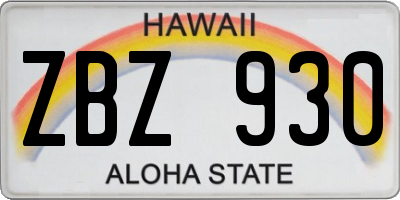 HI license plate ZBZ930