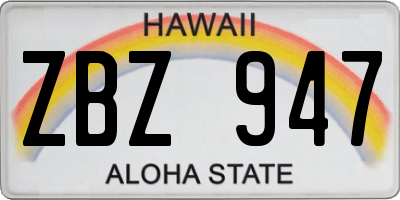 HI license plate ZBZ947