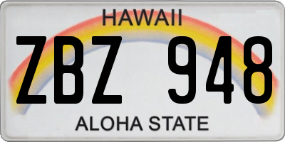 HI license plate ZBZ948