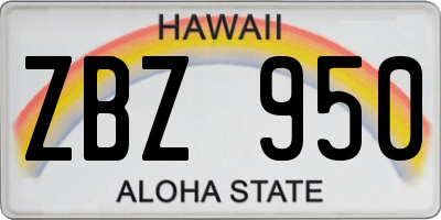 HI license plate ZBZ950