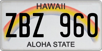 HI license plate ZBZ960