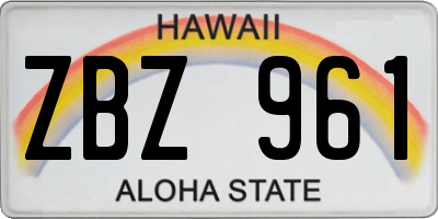 HI license plate ZBZ961