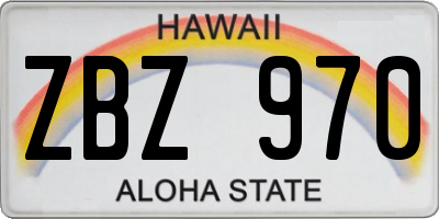 HI license plate ZBZ970
