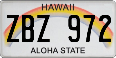 HI license plate ZBZ972
