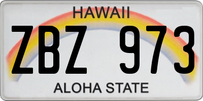 HI license plate ZBZ973