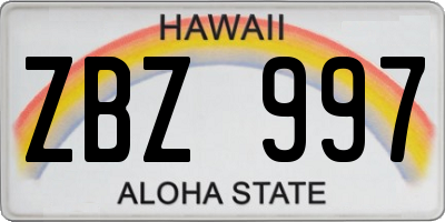 HI license plate ZBZ997