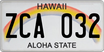 HI license plate ZCA032