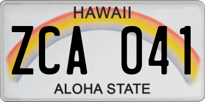 HI license plate ZCA041