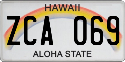 HI license plate ZCA069
