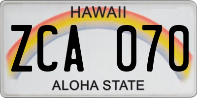 HI license plate ZCA070