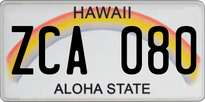 HI license plate ZCA080
