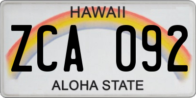 HI license plate ZCA092