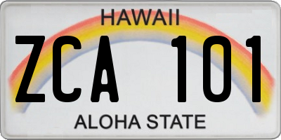 HI license plate ZCA101