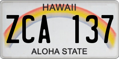 HI license plate ZCA137