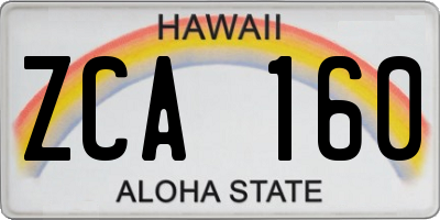 HI license plate ZCA160